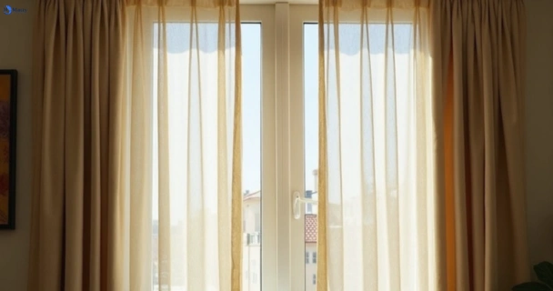Dull dusty drapes in logan-reserve before professional cleaning